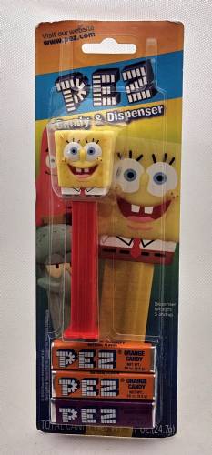 PEZ - SpongeBob SquarePants - SpongeBob in Shirt - yellow head, front shirt, dark cheesy spots - A