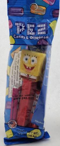 © Bryan Whalen PEZ - SpongeBob SquarePants - SpongeBob in Shirt - yellow head, front shirt, dark cheesy spots - A