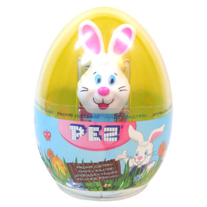 PEZ - Mini Gift Egg - Bunny - White head, two whiskers, purple ears - E