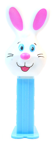 PEZ - Mini Gift Egg - Bunny - White head, two whiskers, purple ears - E