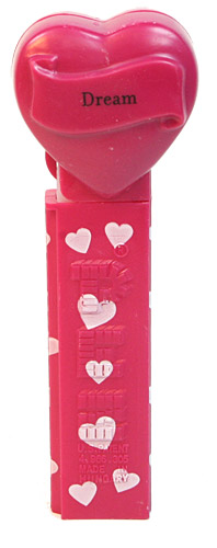 PEZ - Hearts - Valentine - Dream - Nonitalic Black on Maroon