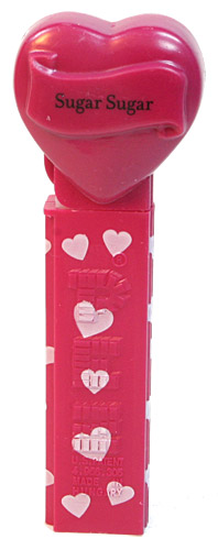 PEZ - Hearts - Valentine - Sugar Sugar - Nonitalic Black on Maroon