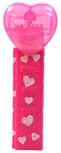 PEZ - Swedish Pez Gathering - 2011 - Hearts - Script White on Cloudy Crystal Pink (c) 2008