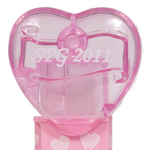 PEZ - Swedish Pez Gathering - 2011 - Hearts - Script White on Crystal Pink (c) 2008