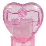 PEZ - Hearts  Script White on Crystal Pink (c) 2008 on White hearts on short pink