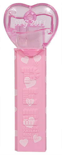 PEZ - Swedish Pez Gathering - 2011 - Hearts - Script White on Crystal Pink (c) 2008