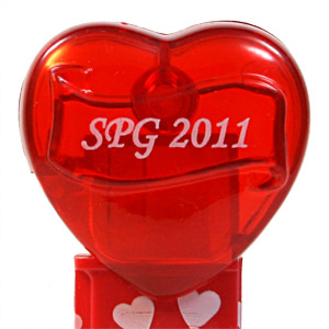 PEZ - Swedish Pez Gathering - 2011 - Hearts - Script White on Crystal Red (c) 2008