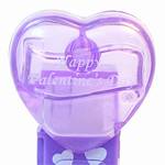 PEZ - Happy Valentine's Day  Italic White on Crystal Purple (c) 2008 on White hearts on short purple