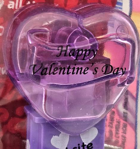 PEZ - Valentine - 2012 short - Happy Valentine's Day - Italic Black on Crystal Purple (c) 2008