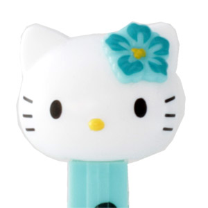 PEZ - Go Pez Japan - 2011 - Hawaiian Hello Kitty - White Head Teal Hibiscus