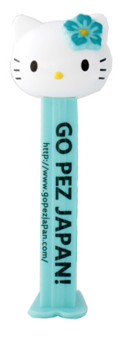 PEZ - Go Pez Japan - 2011 - Hawaiian Hello Kitty - White Head Teal Hibiscus