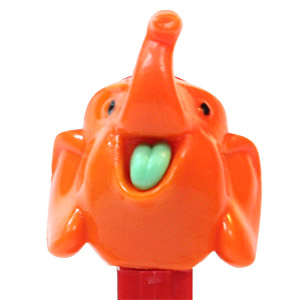 PEZ - Circus - Big Top Elephant (Flat Hat) - Orange/Red/Aqua