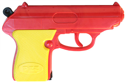 PEZ - Guns - Candy Shooter - Red with Yellow Grip