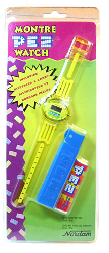 PEZ - Watches and Clocks - Regular Remake with watch - Clear/Yellow wrist band with regular