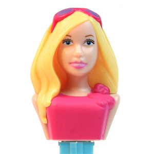 PEZ - Barbie - Serie 1 - Barbie with glasses - pink shirt with bow - A