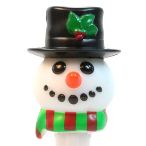 PEZ - Christmas - Snowman - striped scarf, black hat - D