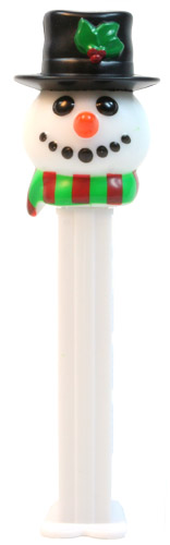 PEZ - Christmas - Snowman - striped scarf, black hat - D