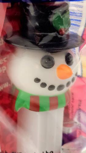 PEZ - Christmas - Snowman - striped scarf, black hat - D