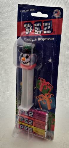 PEZ - Crystal Collection - Snowman - Clear Crystal Head and Black Hat - D