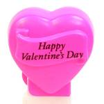 PEZ - Happy Valentine's Day  Italic Black on Hot Pink on Hot pink hearts on white