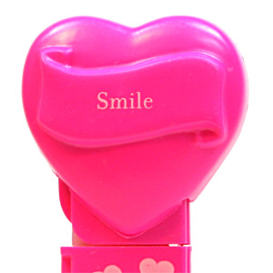 PEZ - Hearts - Valentine - Smile - Nonitalic White on Hot Pink