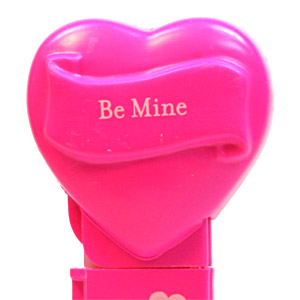 PEZ - Hearts - Valentine - Be Mine - Nonitalic White on Hot Pink