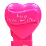 PEZ - Happy Valentine's Day  Nonitalic White on Hot Pink on White hearts on hot pink