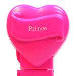 PEZ - Prince  Nonitalic White on Hot Pink on White hearts on hot pink