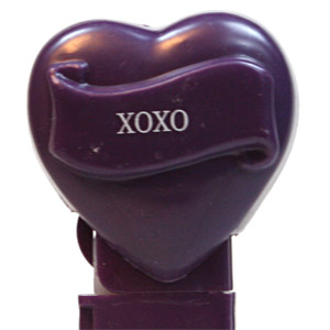 PEZ - Hearts - Valentine - XOXO - Nonitalic White on Dark Purple