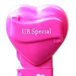 PEZ - UR Special  Nonitalic White on Hot Pink on White hearts on hot pink