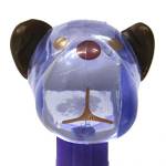 PEZ - Barky Brown  Crystal Blue Head, Black Ears on Hearts with Cherub