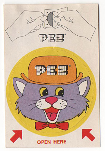PEZ - Sticker Singles (1970s) - Instructions top - Cat with derby