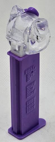 PEZ - Crystal Collection - Clear Crystal Head Purple Bow with white dots