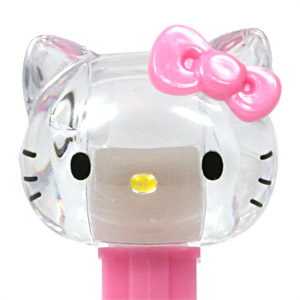 PEZ - Crystal Collection - Clear Crystal Head Pink Bow