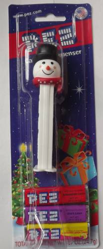 PEZ - Christmas - Snowman - pink cheeks dark red scarf - E