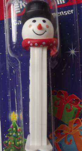 PEZ - Christmas - Snowman - pink cheeks dark red scarf - E