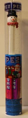 PEZ - Christmas - Snowman - pink cheeks dark red scarf - E