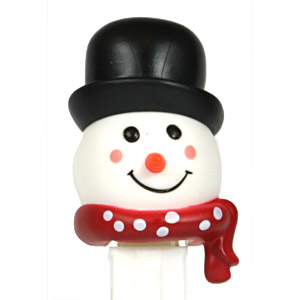 PEZ - Christmas - Snowman - pink cheeks dark red scarf - E