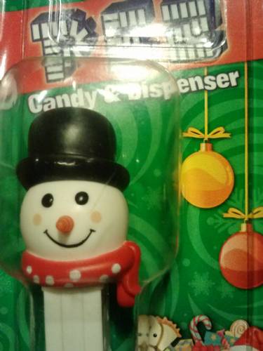 PEZ - Christmas - Snowman - pink cheeks dark red scarf - E