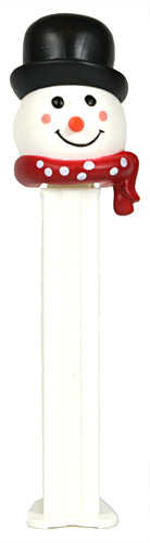 PEZ - Christmas - Snowman - pink cheeks dark red scarf - E