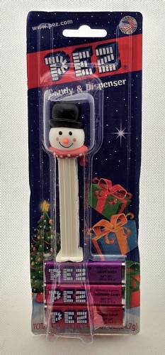 PEZ - Christmas - Snowman - pink cheeks dark red scarf - E