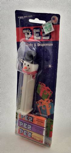 PEZ - Christmas - Snowman - pink cheeks dark red scarf - E