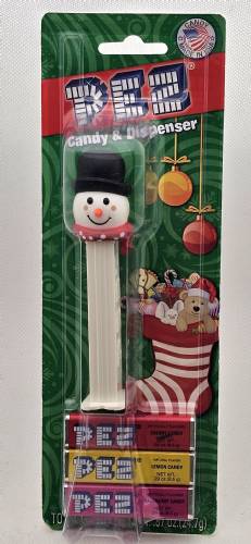 PEZ - Christmas - Snowman - pink cheeks dark red scarf - E