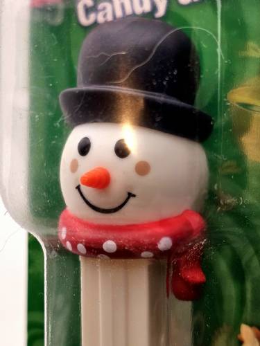 PEZ - Christmas - Snowman - pink cheeks dark red scarf - E