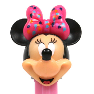 PEZ - Bowtique - 2014 - Minnie Mouse - pink bow, colored dots, slope eyelashes - D