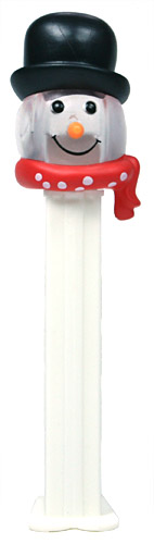 PEZ - Christmas - Snowman - Clear Crystal Head and Black Hat - E