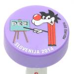 PEZ - Puck Purple Black Hair on Slovenija 2014 red on white