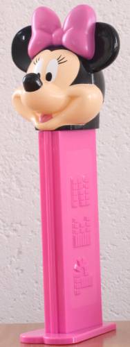 PEZ - Disney - Minnie Mouse - plain eyes, small pupils, pink bow - B