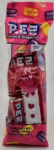 PEZ - Valentine - 2015 - Happy ♥ Day - White on Clear Crystal Pink (c) 2008