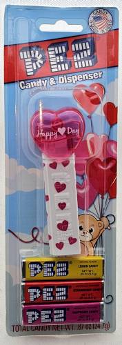 PEZ - Valentine - 2015 - Happy ♥ Day - White on Clear Crystal Pink (c) 2008